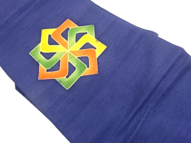 手織り紬石車模様名古屋帯